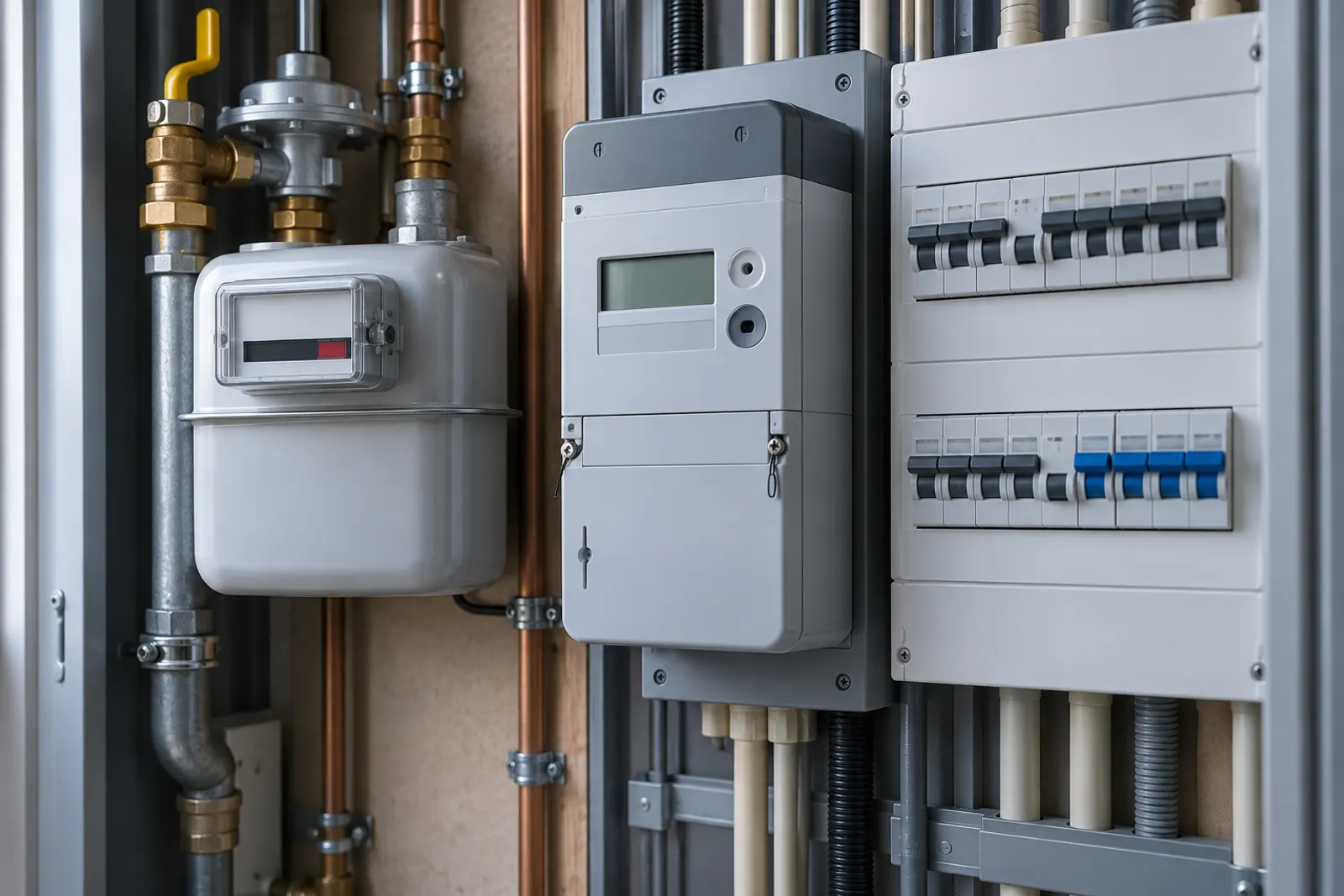 Slimme meter en gasmeter in een meterkast